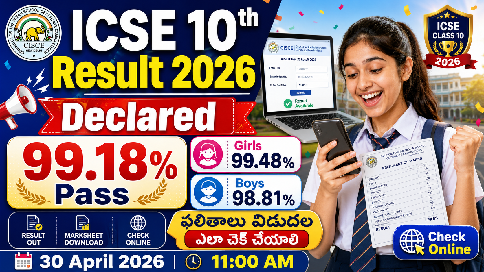 ICSE Board Class 10th Result