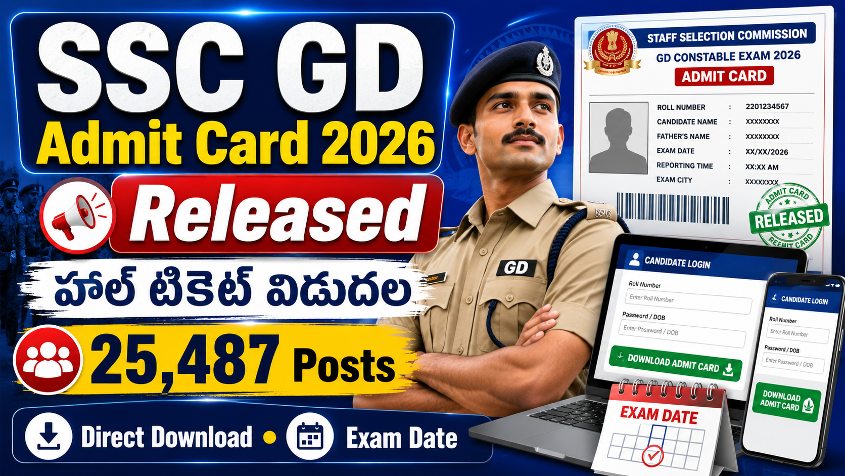 SSC GD Constable Admit Card 2026