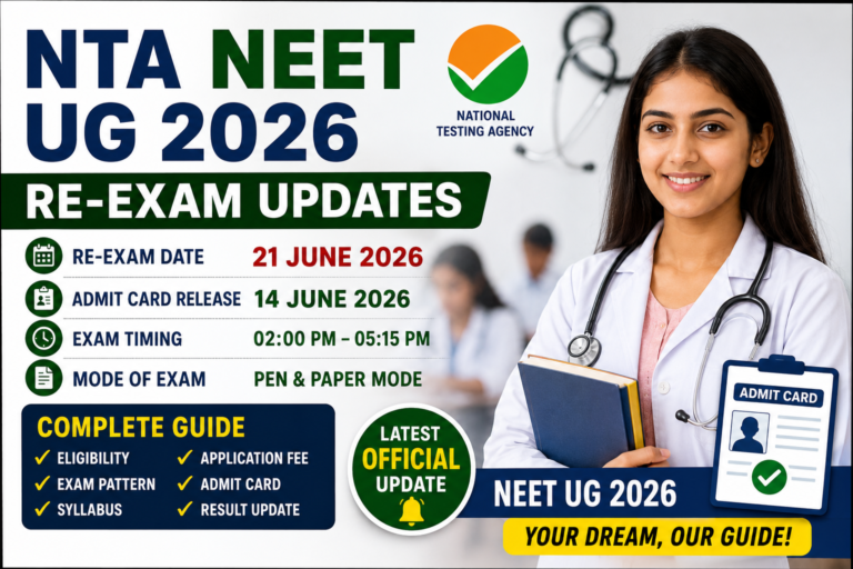 NTA NEET UG 2026 Re-Exam Admit Card, Exam Date & Result Update